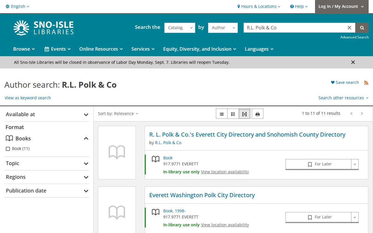 Sno-Isle catalog results for Polk's Edmonds city directory