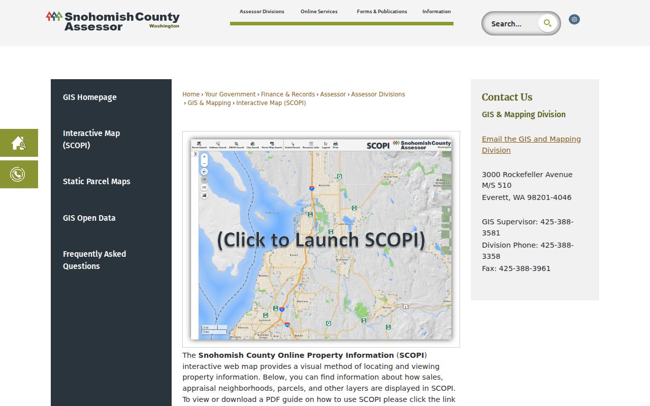 Edmonds street directory SCOPI parcel viewer