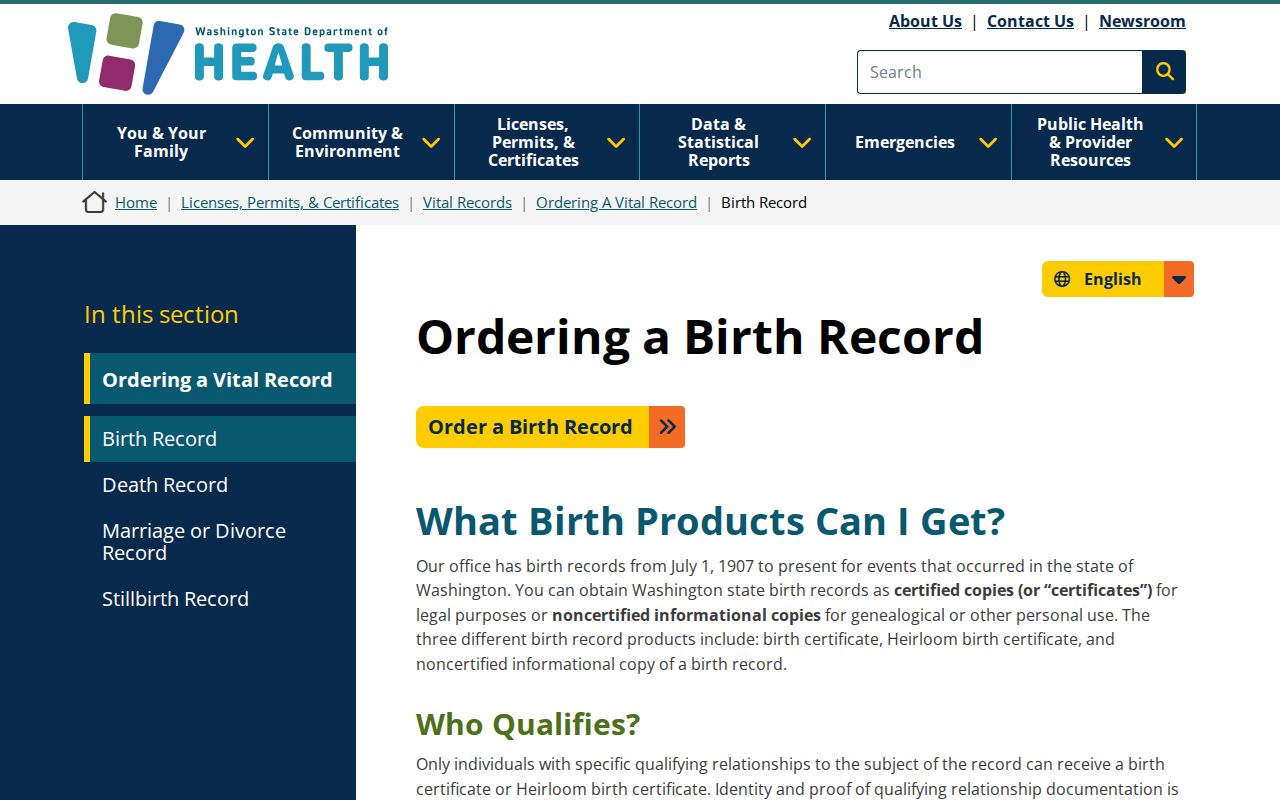 Edmonds residents directory vital record ordering